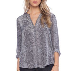 Joie Hanelle Winter Smoke Gray Snake Silk Blouse